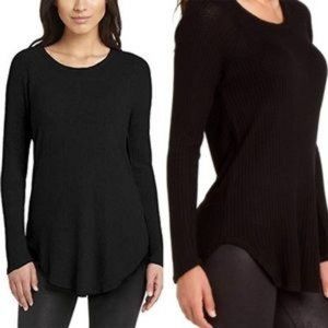 Chaser Double Scoop Black Buton Cuff Waffle Thermal Top Size Small New With Tags